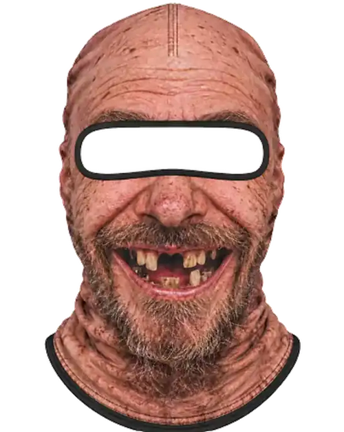 Uncle Gums toothless grin mask, front view